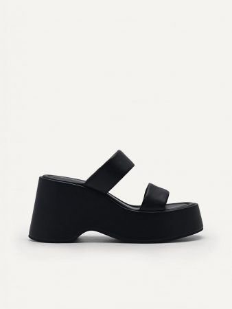 Bianca Wedge Sandals Black | PEDRO Womens Wedges