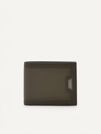 Embossed Leather Bi-Fold Flip Wallet Olive | PEDRO Mens Wallets