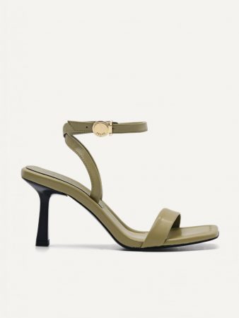 Orb Heel Sandals Olive | PEDRO Womens Heels
