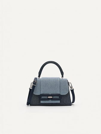 Studio Kate Leather & Denim Handbag Blue | PEDRO Womens Top Handle Bags