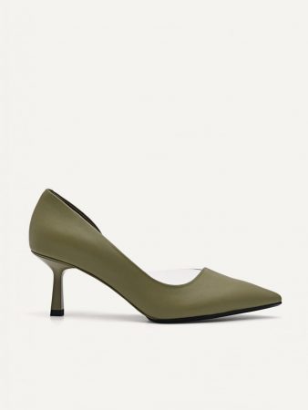 Studio Leather Helene Heels Military Green | PEDRO Womens Heels