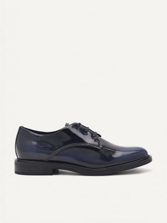 Studio Lou Leather Derby Shoes Navy | PEDRO Womens Flats