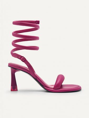 Terrazo Heels with Detachable Coil Strap Berry | PEDRO Womens Heels