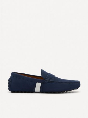 Leather Band Moccasins Navy | PEDRO Mens Moccasins